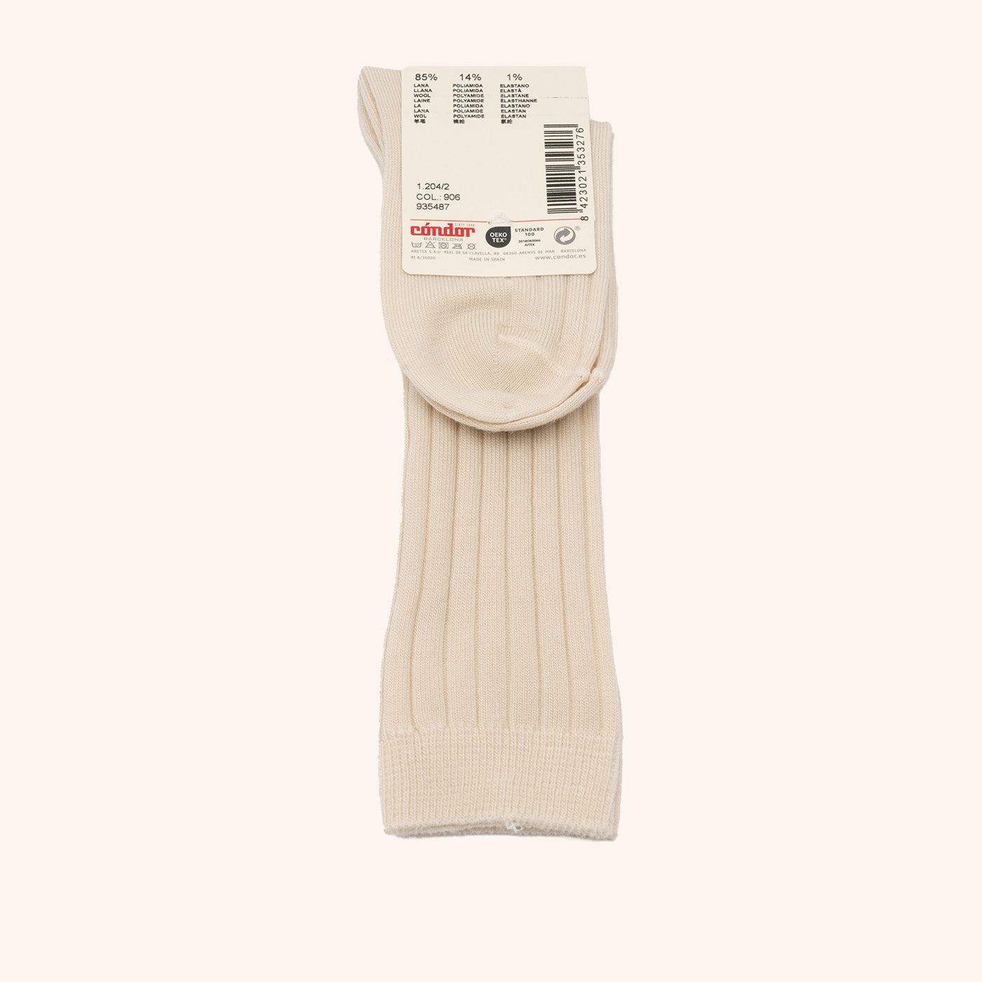 bisgaard-x-c-ndor-merino-ripp-kniestr-mpfe-hueso-85-wolle-oeko-tex-made-in-spain image 2