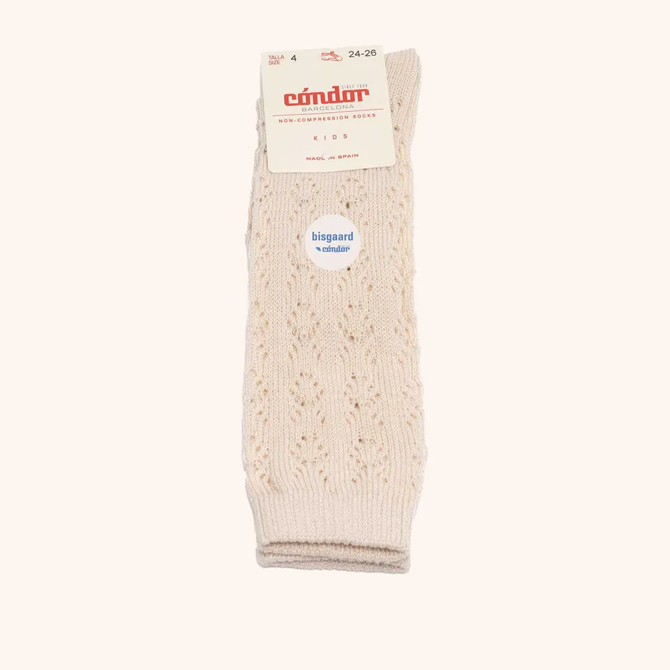 bisgaard-x-c-ndor-kniestr-mpfe-baumwolle-mit-ajourmuster-beige image 1