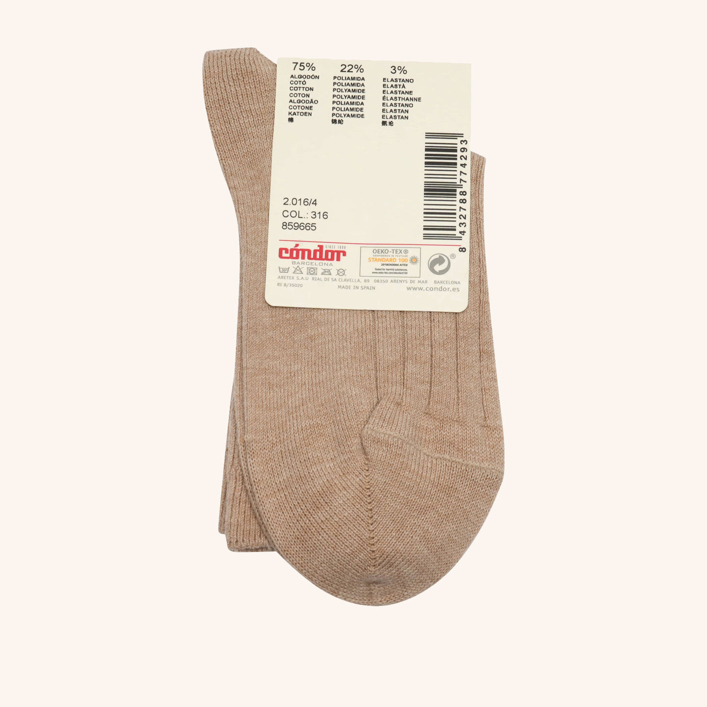 bisgaard-x-c-ndor-cotton-rib-short-socks-turron-beige-ripp-kniestr-mpfe image 2