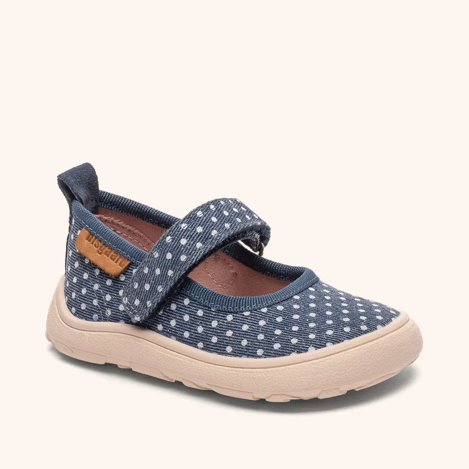 bisgaard-barefoot-ballet-hausschuh-navy-dots-barfu-ballerina image 1