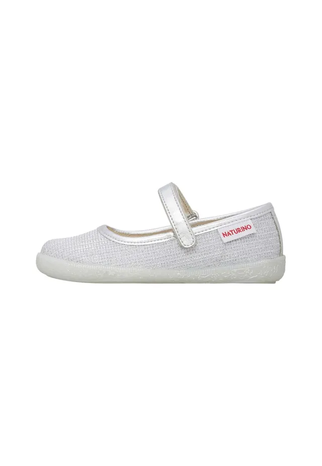 naturino-ballerinas-silber-laminat-leder-mit-klettverschluss image 1