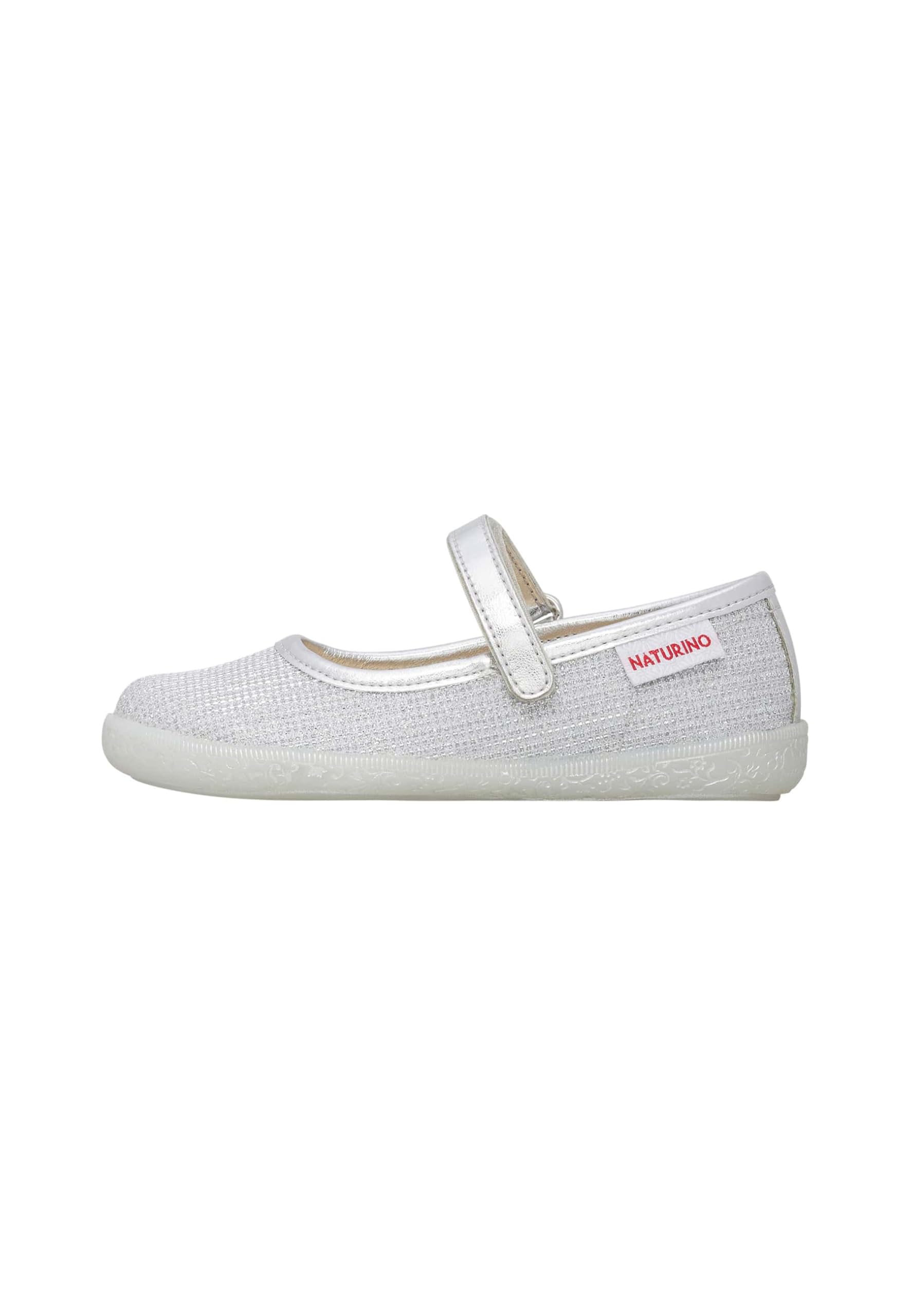naturino-ballerinas-silber-laminat-leder-mit-klettverschluss image 1