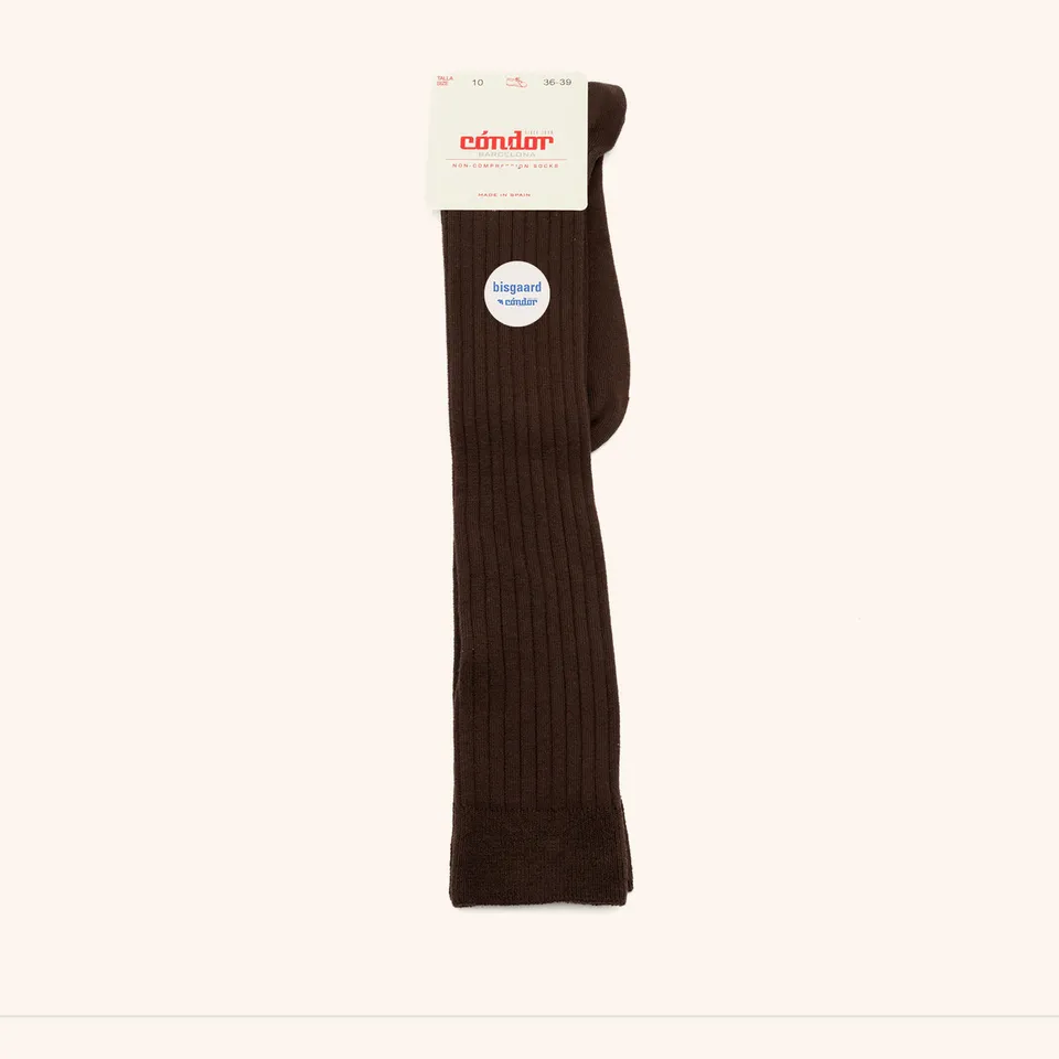 bisgaard-x-c-ndor-cotton-rib-knee-high-socks-brown-kinder-kniestr-mpfe image 1