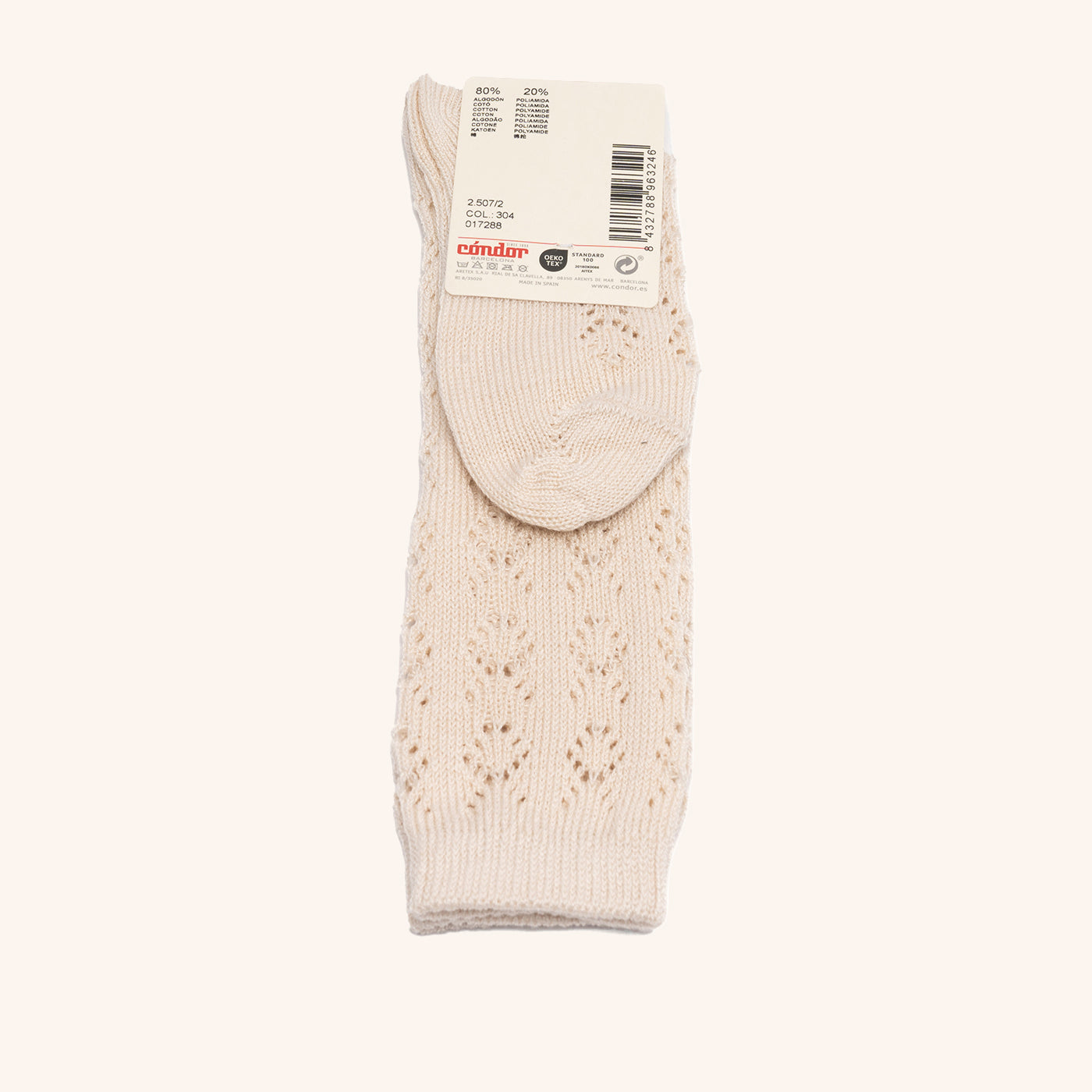 bisgaard-x-c-ndor-kniestr-mpfe-baumwolle-mit-ajourmuster-beige image 2