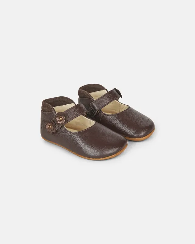 bundgaard-aya-flower-barfu-hausschuh-dark-brown image 1
